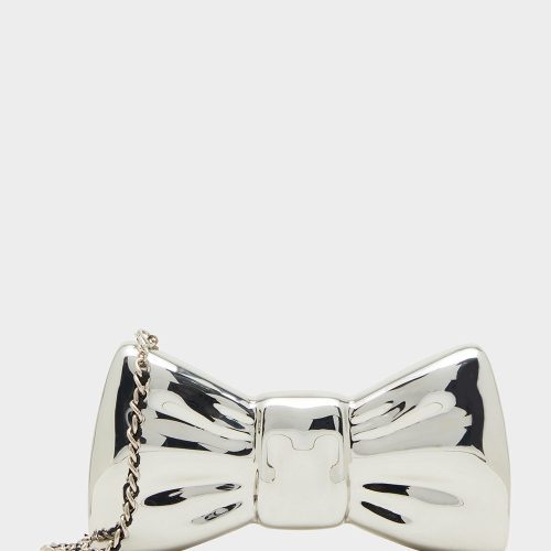 METAL BOW CLUTCH SILVER - HANDBAGS - Betsey Johnson