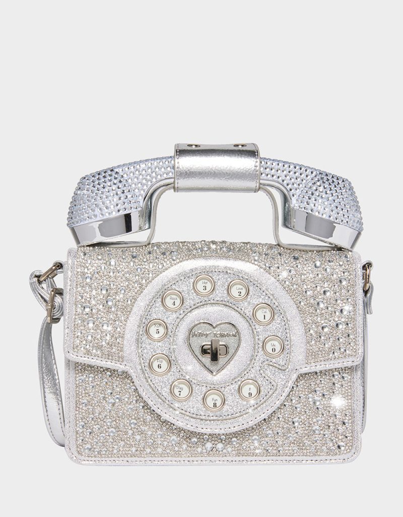 KITSCH MILLION STARS PHONE BAG SILVER - HANDBAGS - Betsey Johnson